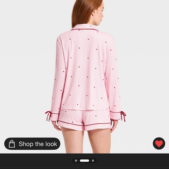 Women's Pink Striped Auden size XS TARGET Pajama Set with Heart Accents - Picture 2 of 2